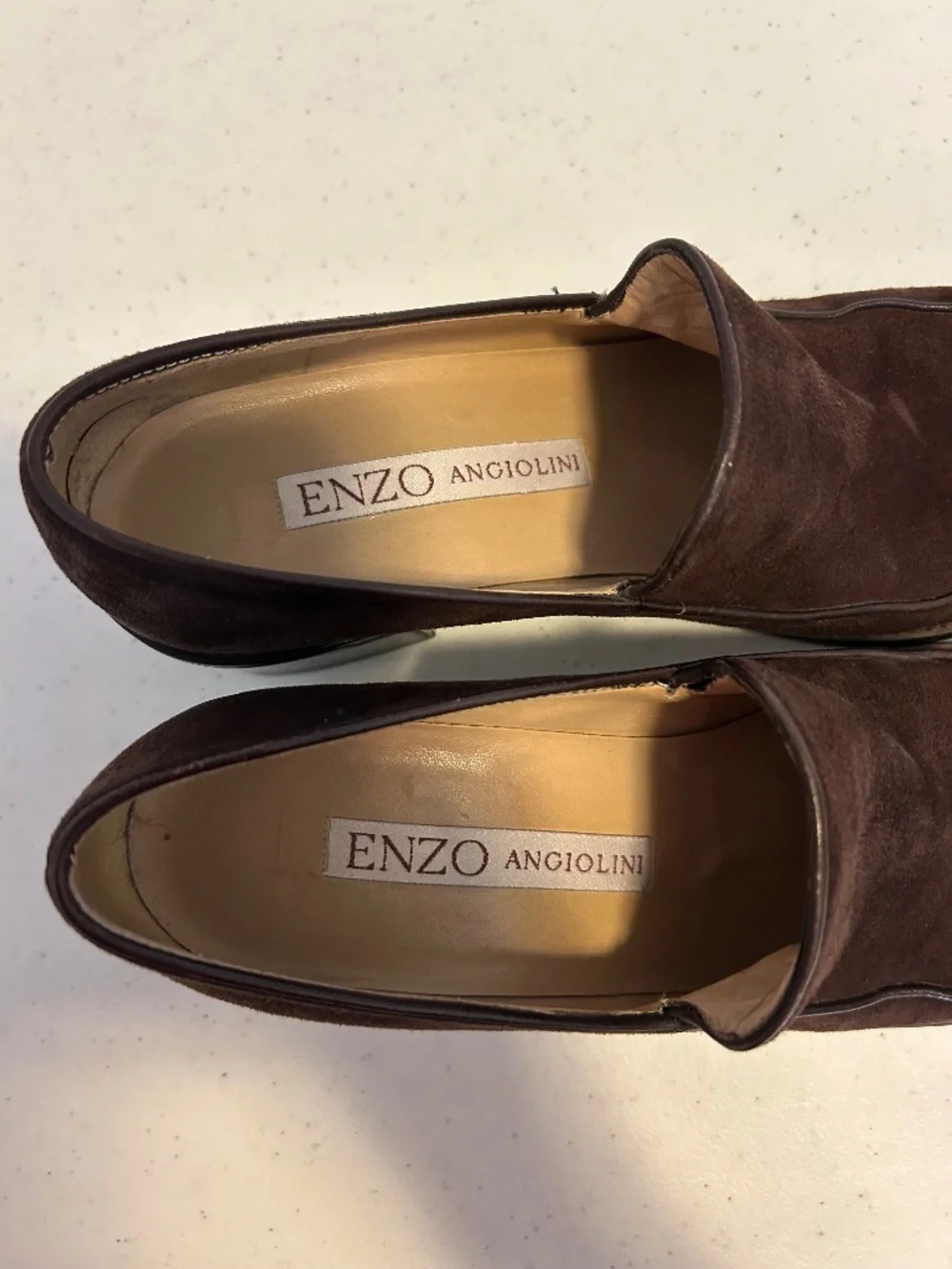Enzo Angiolini Brown Suede Loafers – Classic Block Heel